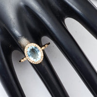 1.27 Ct Oval Mixed Cut Natural Aquamarine 14K Gold Ring