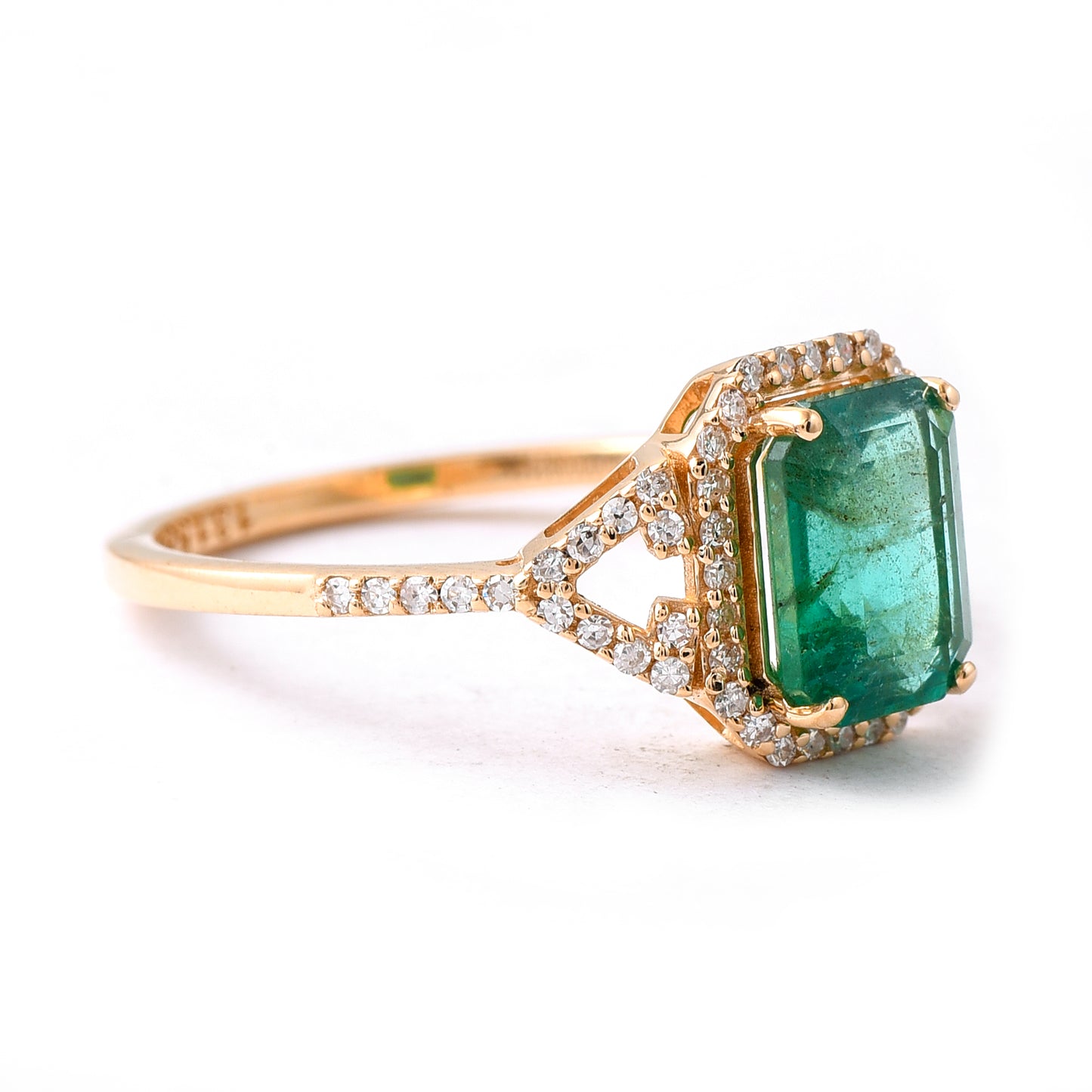 1.64 Ct Octagon Step Cut Natural Emerald 14K Gold Ring