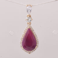 3.45 Ct Pear Ruby 9K Gold Pendant