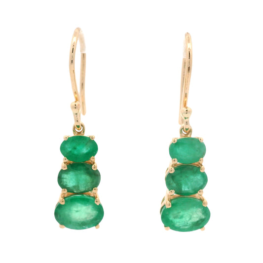 4.45 Ct Oval Emerald 14K Gold Earrings