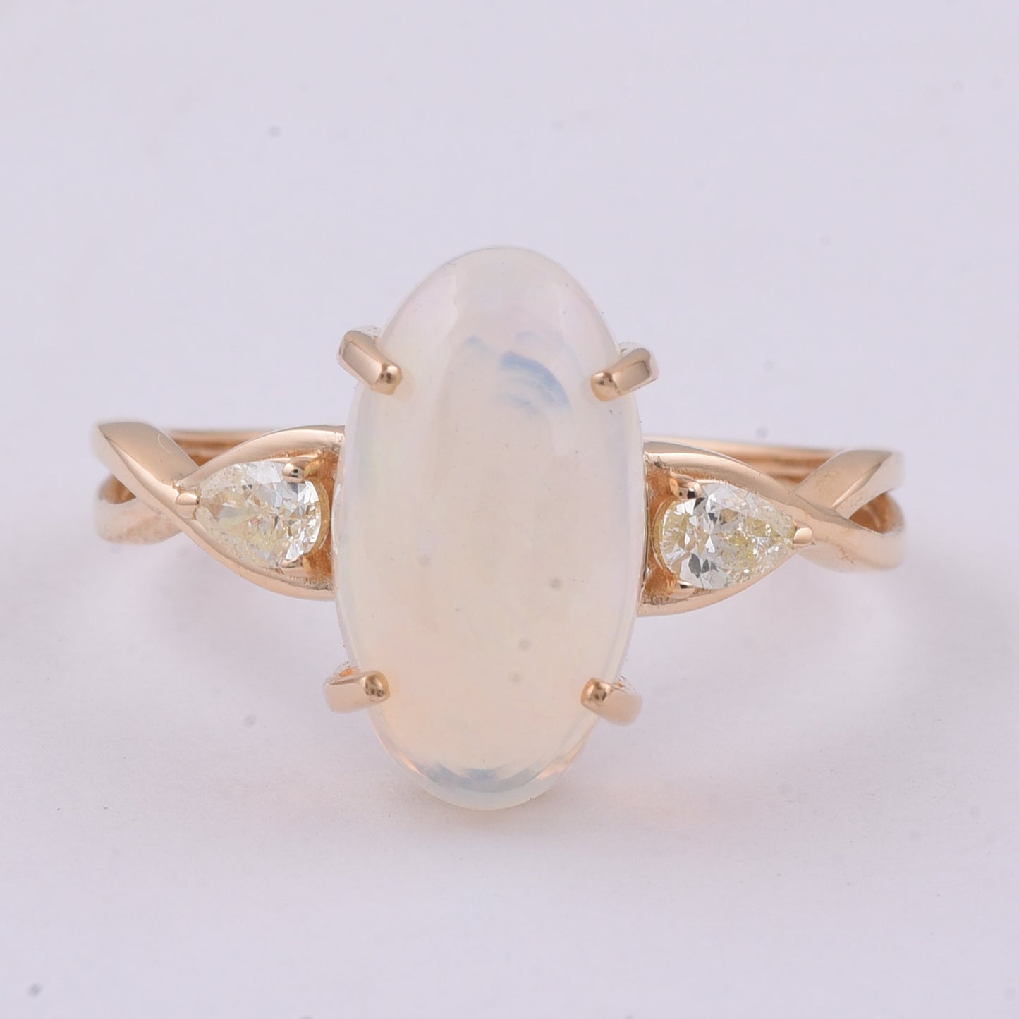 2.50 Ct Oval Cabochon Cut Natural Opal 14K Gold Ring