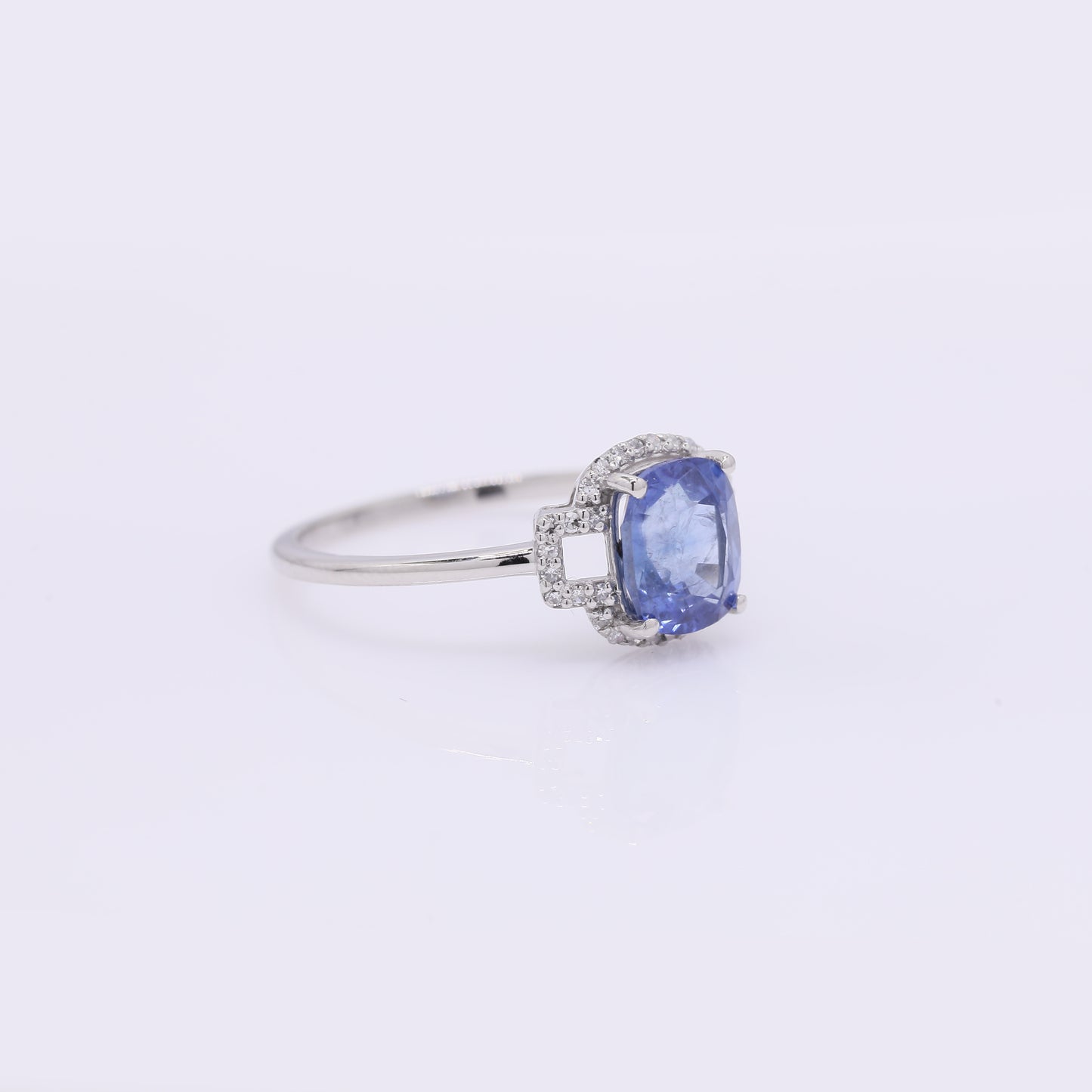 1.83 Ct Cushion Mixed Cut Natural Sapphire 950 Platinum Ring