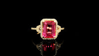 3.49 Ct Octagon Pink Topaz 9K Gold Ring