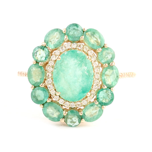 3.62 Ct Oval Emerald 14K Gold Ring