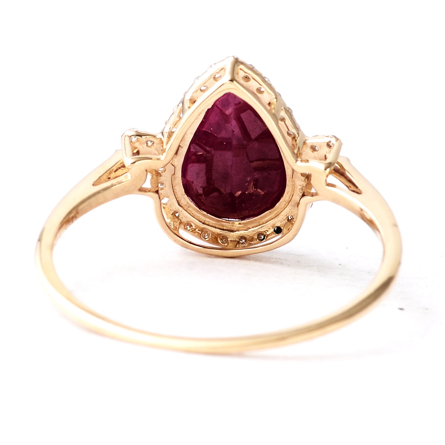 2.11 Ct Pear Mixed Cut Natural Corundum Ruby 14K Gold Ring