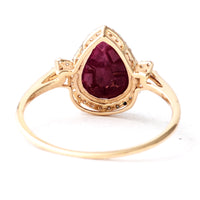 2.11 Ct Pear Mixed Cut Natural Corundum Ruby 14K Gold Ring