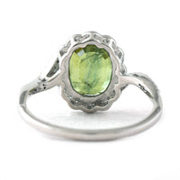 3.13 Ct Oval Mixed Cut Natural Green Sapphire 950 Platinum Ring