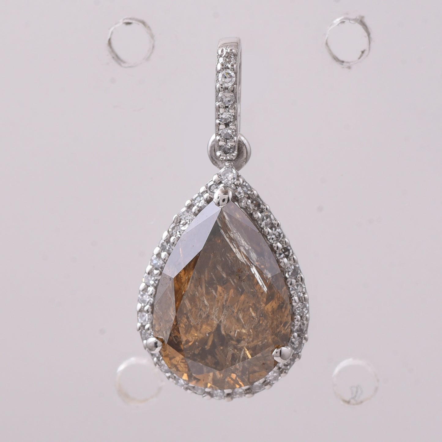 2.12 Ct Pear Brown Diamond 950 Platinum Pendant