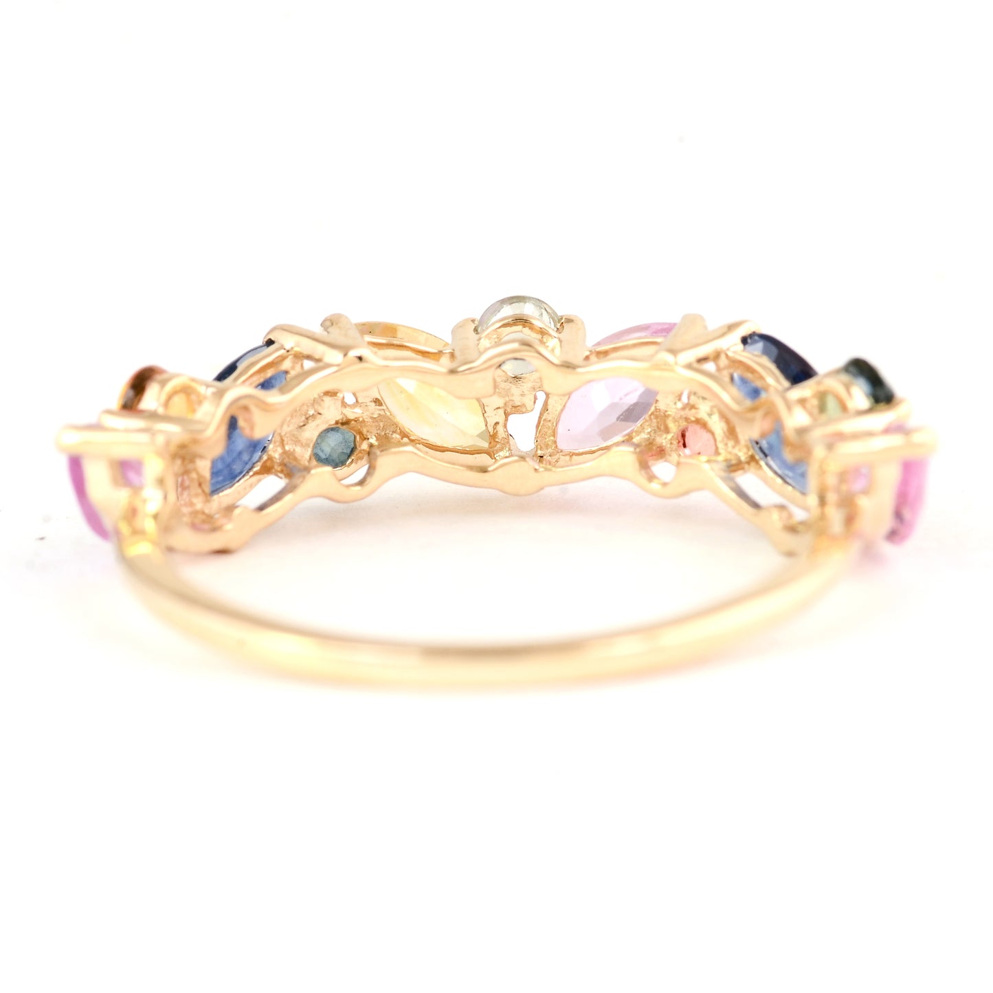 2.41 Ct Pear Multi Sapphire 14K Gold Ring