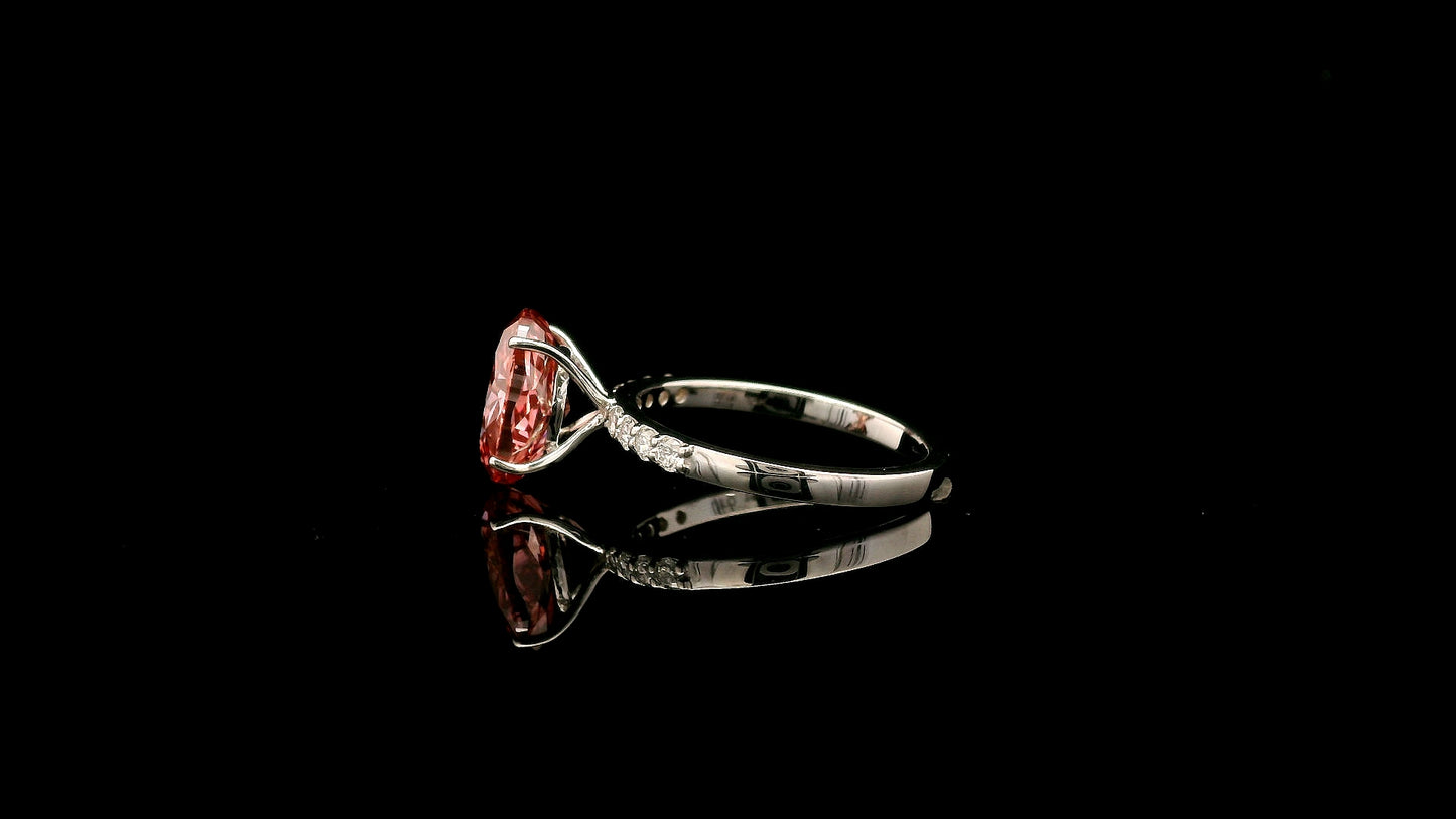 3.21 Carats Pink Lab Grown Diamond 14K Gold Ring