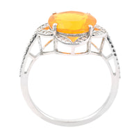 2.47 Ct Round Mixed Cut Natural Fire Opal 950 Platinum Ring