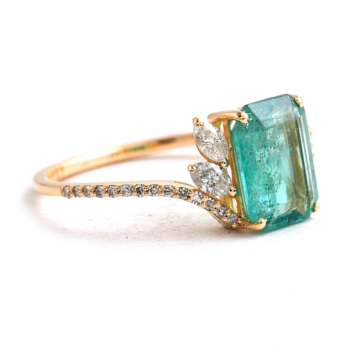 2.08 Ct Octagon Emerald 14K Gold Ring
