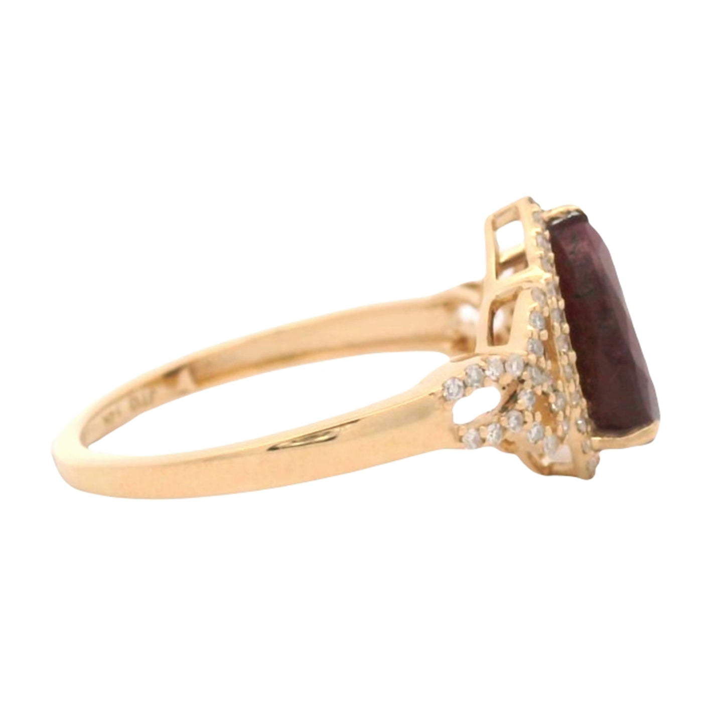 3.13 Ct Pear Mixed Cut Natural Corundum Ruby 14K Gold Ring