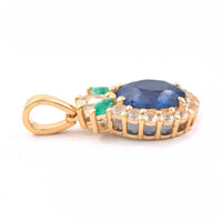 2.50 Ct Oval Mixed Cut Natural Sapphire 14K Gold Pendant