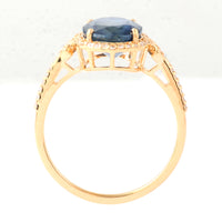 3.42 Ct Oval Mixed Cut Natural Sapphire 14K Gold Ring