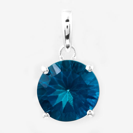 3.40 Ct Round Pariba Topaz, 925 Sterling Silver Pendant