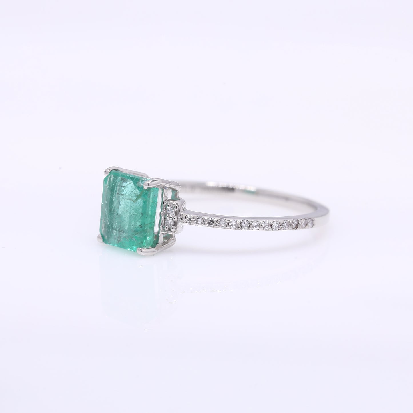 1.45 Ct Octagon Step Cut Natural Emerald 950 Platinum Ring