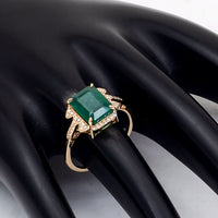 3.07 Ct Octagon Natural Emerald 14K Gold Ring