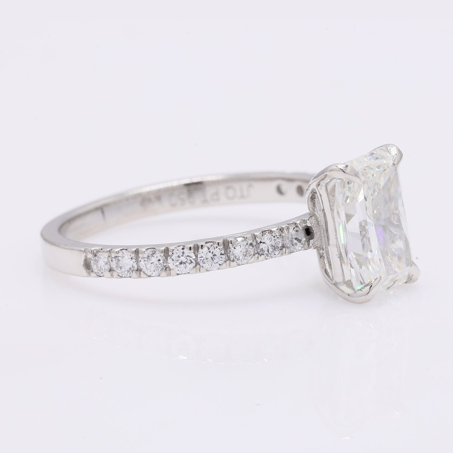 2.12 Ct Cut Cornere Rectangular Modifie Brilliant Lab Grown Diamond 950 Platinum Ring