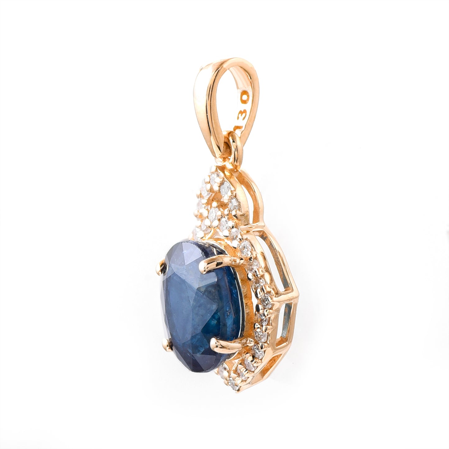 1.69 Ct Oval Mixed Cut Natural Sapphire 14K Gold Pendant