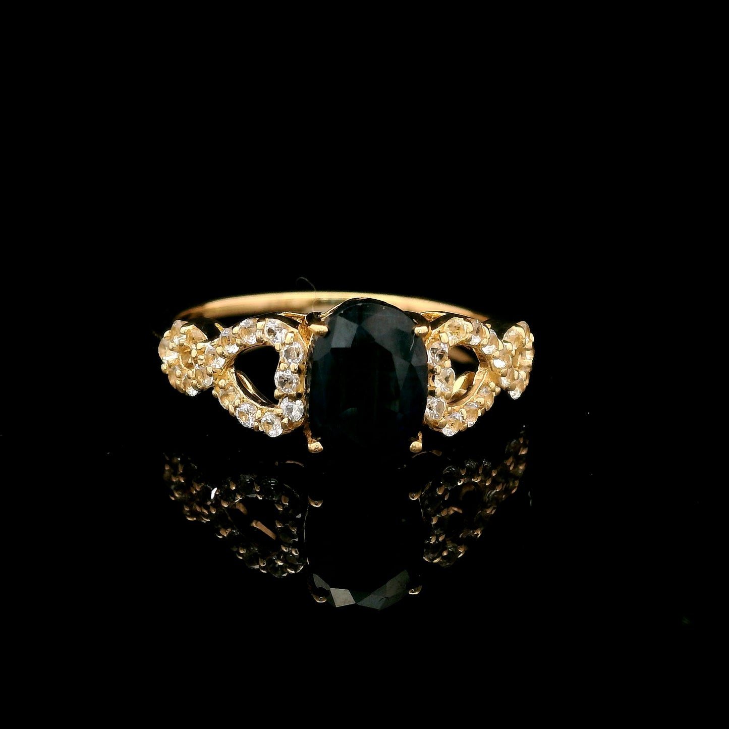2.04 Ct Oval Mixed Cut Natural Corundum Sapphire 14K Gold Ring