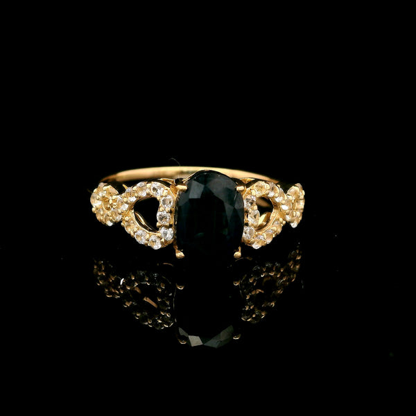 2.04 Ct Oval Mixed Cut Natural Corundum Sapphire 14K Gold Ring