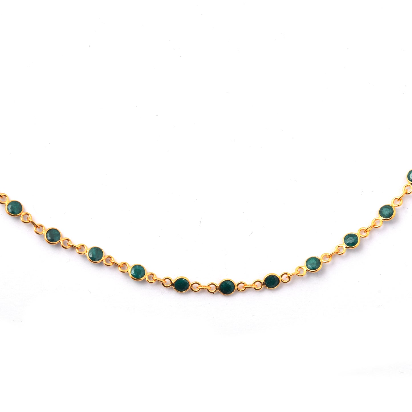15.57 Ct Round Dyed Emerald 925 Sterling Silver Necklace