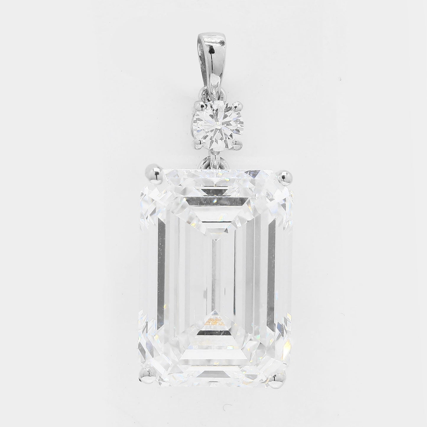 15.91 Ct Emerald Cut Lab Grown Diamond 950 Platinum Pendant