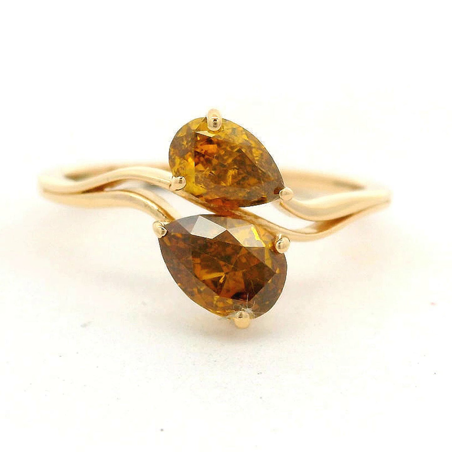 1.30 Ct Pear Yellow Diamond 14K Gold Ring
