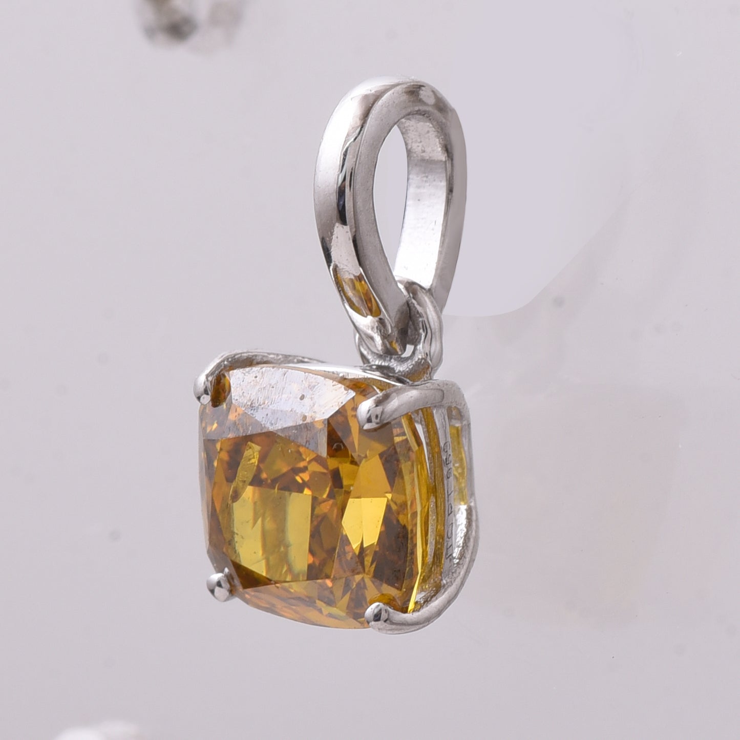1.19 Ct Cushion Yellow Diamond 950 Platinum Pendant