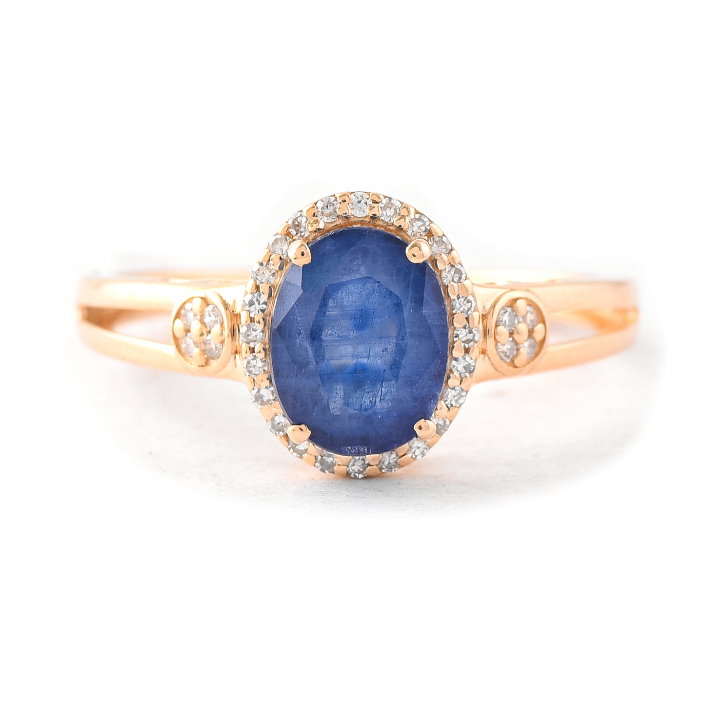 1.89 Ct Oval Mixed Cut Natural Sapphire 14K Gold Ring