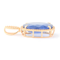 11.69 Ct Cushion Mixed Cut Natural Sapphire 14K Gold Pendant