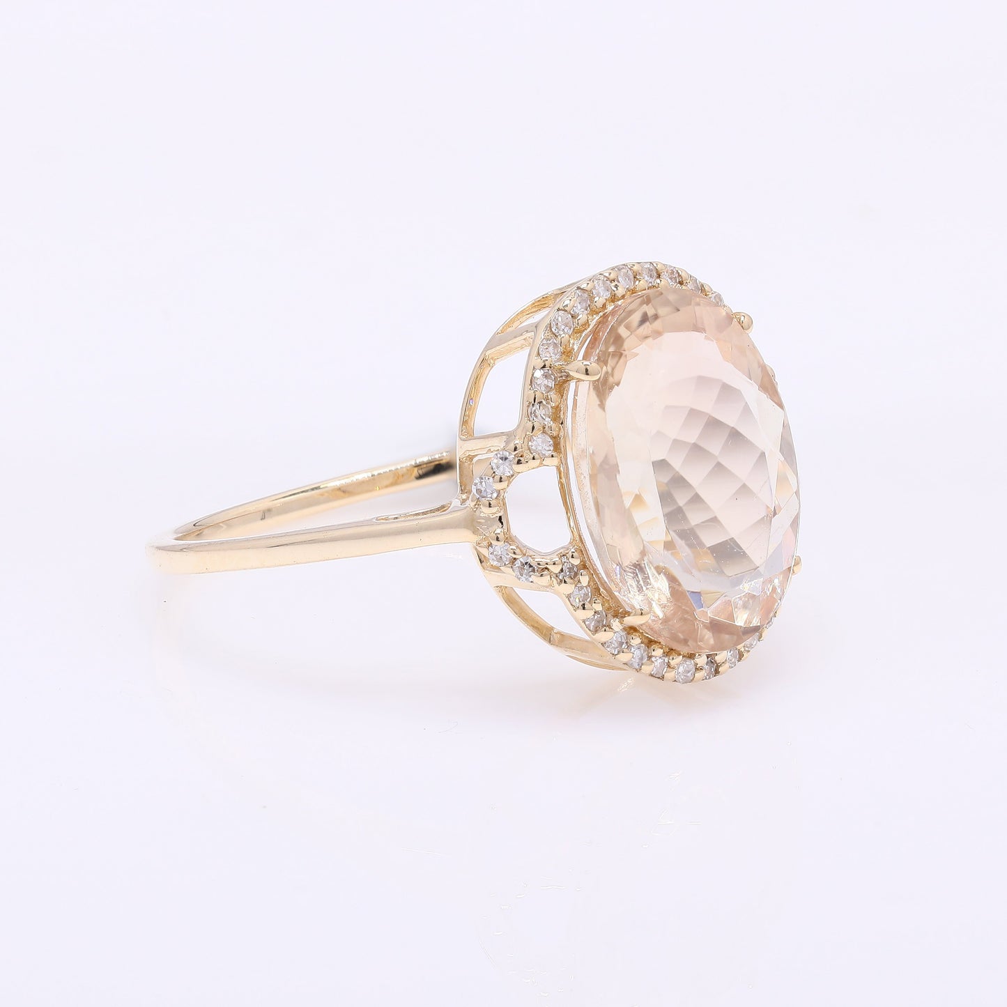 3.77 Ct Oval Mixed Cut Natural Plagioclase Feldspar Sunstone 14K Gold Ring