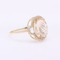 3.77 Ct Oval Mixed Cut Natural Plagioclase Feldspar Sunstone 14K Gold Ring