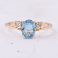 1.01 Ct Oval Natural Aquamarine 14K Gold Ring