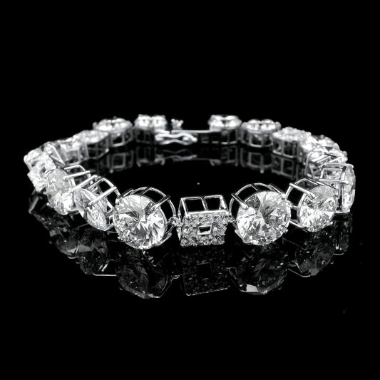 28.51 Ct Round Lab Grown Diamond 14K Gold Bracelet