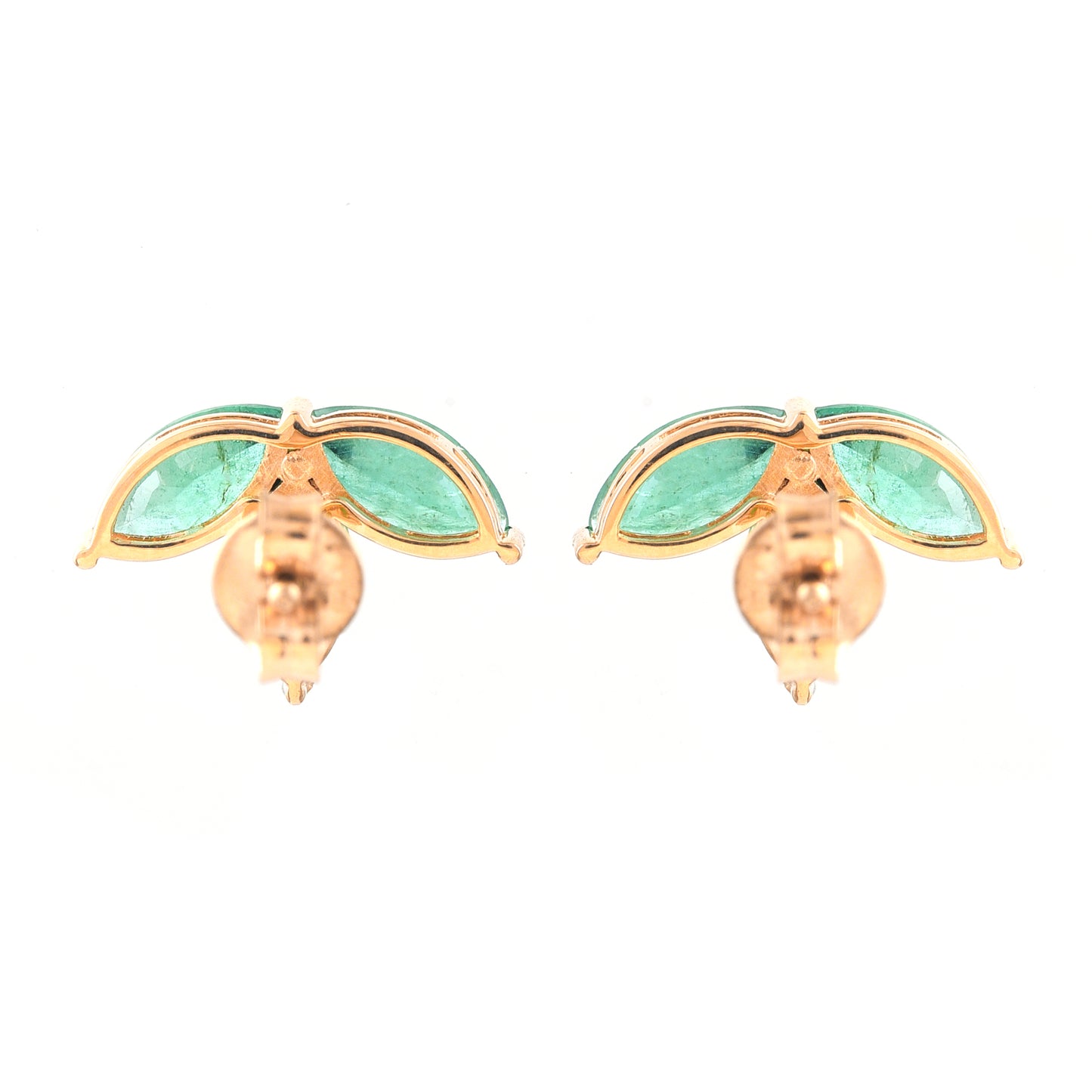 2.07 Ct Marquise Mixed Cut Natural Emerald 14K Gold Earrings