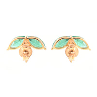 2.07 Ct Marquise Mixed Cut Natural Emerald 14K Gold Earrings