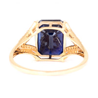 3.57 Ct Octagon Natural Sapphire 14K Gold Ring