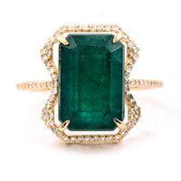 7.00 Ct Octagon Step Cut Natural Emerald 14K Gold Ring