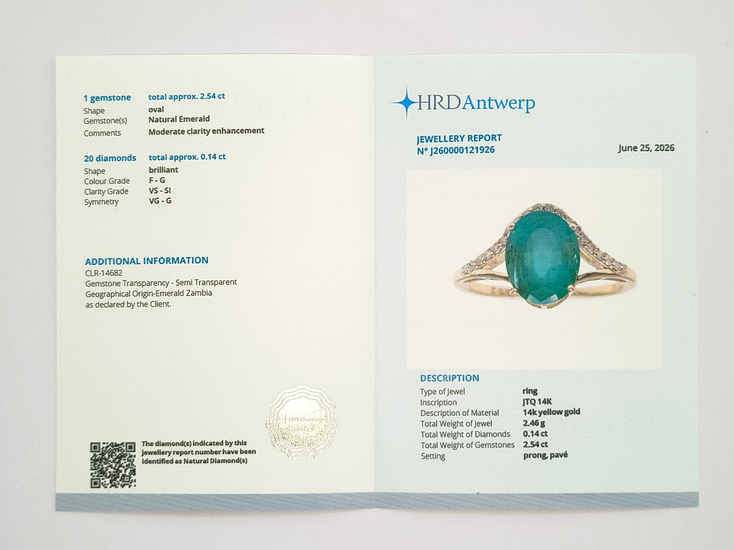 2.68 Ct Oval Natural Emerald 14K Gold Ring