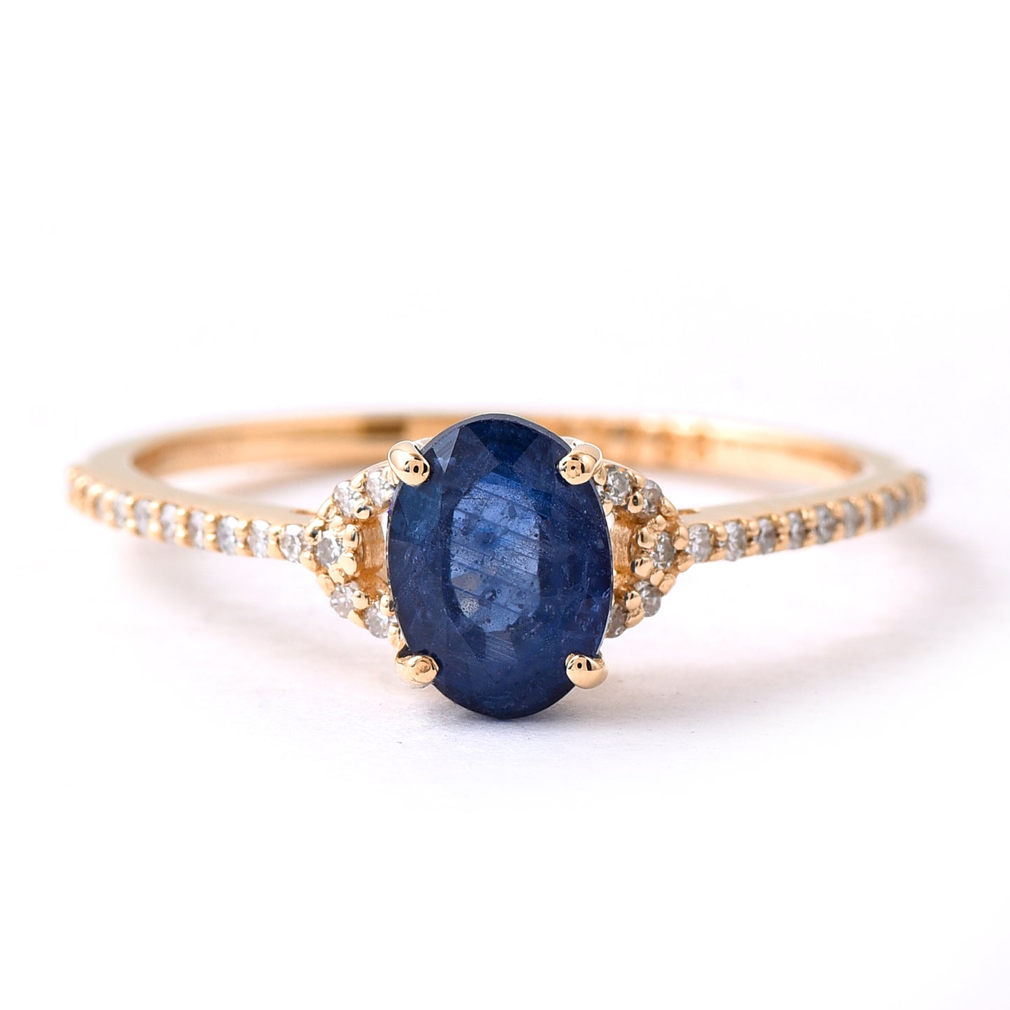 1.36 Ct Oval Mixed Cut Natural Sapphire 14K Gold Ring