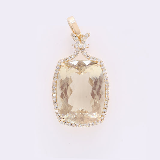10.03 Ct Cushion Mixed Cut Natural Sunstone 14K Gold Pendant