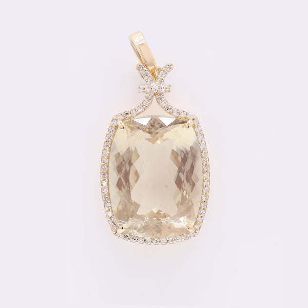 10.03 Ct Cushion Mixed Cut Natural Sunstone 14K Gold Pendant