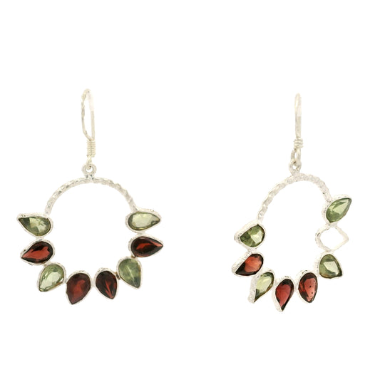 8.25 Ct Garnet, Peridot 925 Sterling Silver Earrings