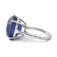 24.31 Ct Cushion Blue Sapphire 950 Platinum Ring