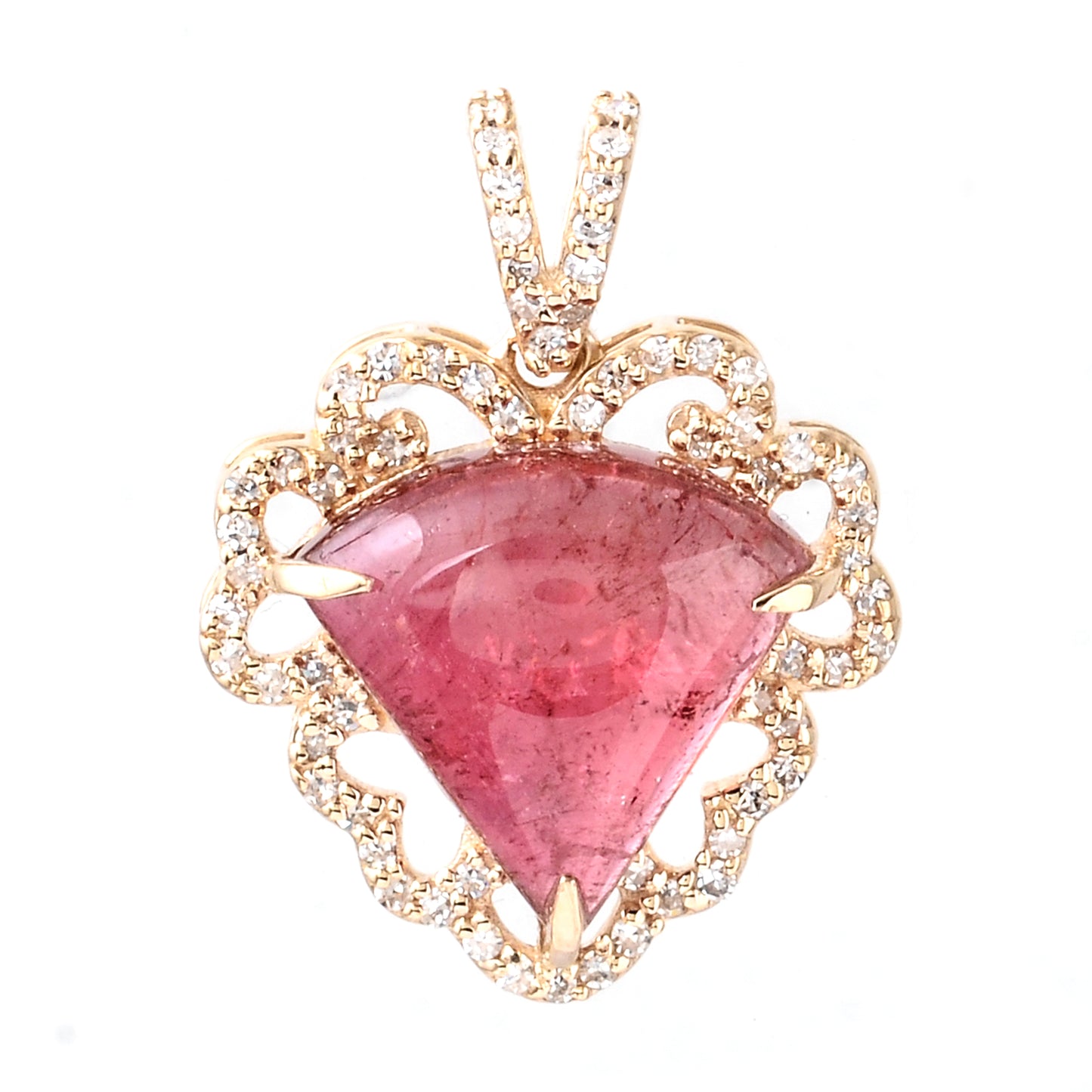 4.07 Ct Fancy Cabochon Natural Tourmaline 14K Gold Pendant