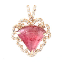 4.07 Ct Fancy Cabochon Natural Tourmaline 14K Gold Pendant