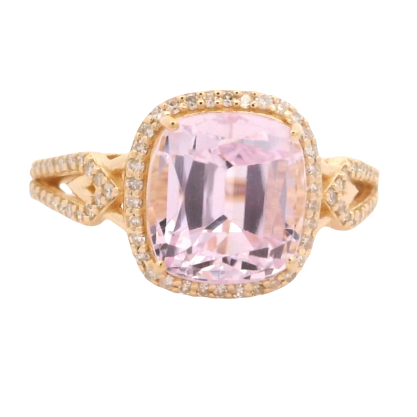 5.36 Ct Cushion Kunzite 14K Gold Ring