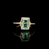 1.50 Ct Rectangle Step Cut Natural Emerald 14K Gold Ring